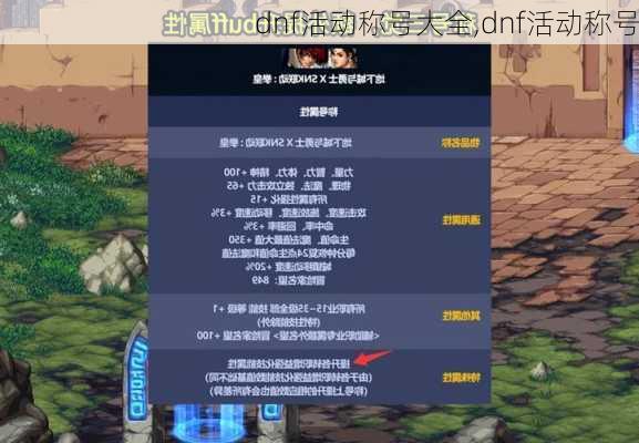 dnf活动称号大全,dnf活动称号