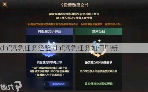 dnf紧急任务经验,dnf紧急任务如何刷新