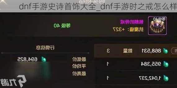 dnf手游史诗首饰大全_dnf手游时之戒怎么样