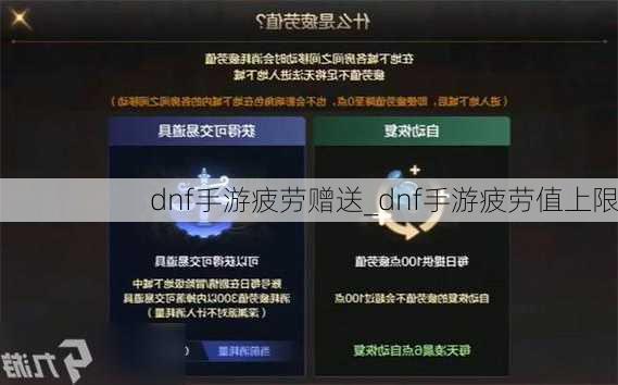 dnf手游疲劳赠送_dnf手游疲劳值上限