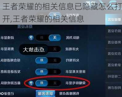 王者荣耀的相关信息已隐藏怎么打开,王者荣耀的相关信息
