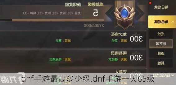 dnf手游最高多少级,dnf手游一天65级