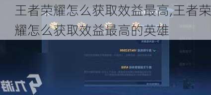 王者荣耀怎么获取效益最高,王者荣耀怎么获取效益最高的英雄