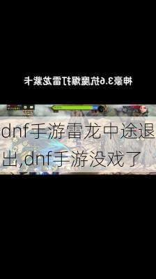 dnf手游雷龙中途退出,dnf手游没戏了