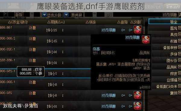 鹰眼装备选择,dnf手游鹰眼药剂