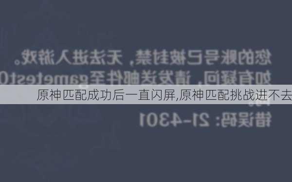 原神匹配成功后一直闪屏,原神匹配挑战进不去