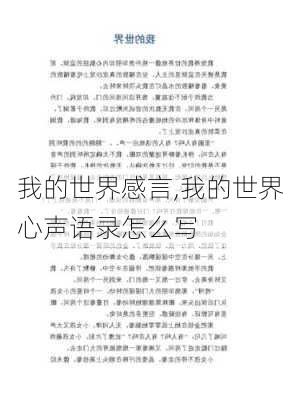 我的世界感言,我的世界心声语录怎么写