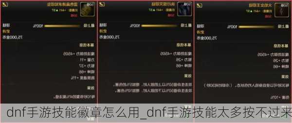 dnf手游技能徽章怎么用_dnf手游技能太多按不过来