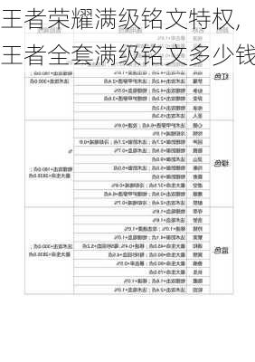 王者荣耀满级铭文特权,王者全套满级铭文多少钱