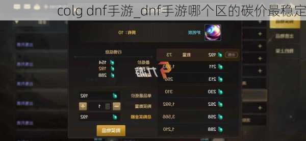 colg dnf手游_dnf手游哪个区的碳价最稳定