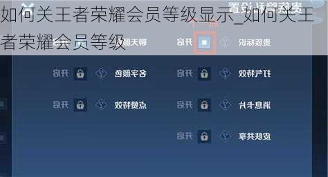 如何关王者荣耀会员等级显示_如何关王者荣耀会员等级