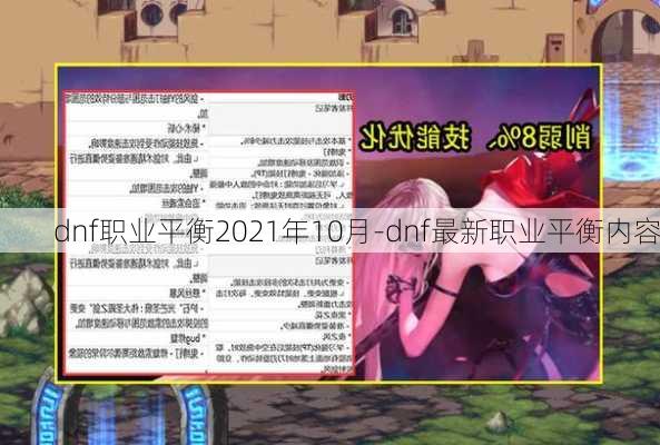 dnf职业平衡2021年10月-dnf最新职业平衡内容