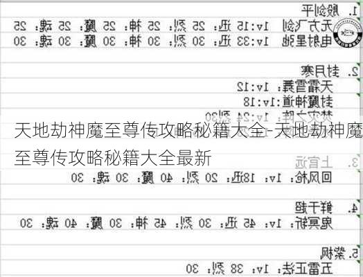 天地劫神魔至尊传攻略秘籍大全-天地劫神魔至尊传攻略秘籍大全最新