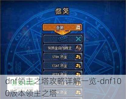 dnf领主之塔攻略详解一览-dnf100版本领主之塔