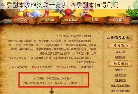 四季副本攻略奖励一览表-四季副本值得刷吗