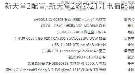 新天堂2配置-新天堂2游戏21开电脑配置