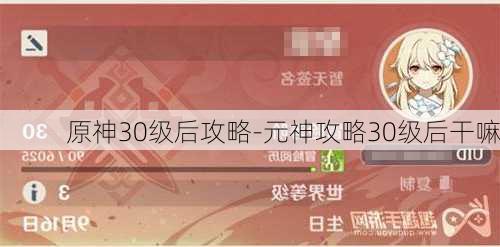 原神30级后攻略-元神攻略30级后干嘛