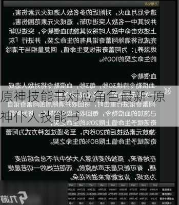 原神技能书对应角色最新-原神仆人技能书