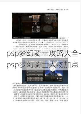 psp梦幻骑士攻略大全-psp梦幻骑士人物加点