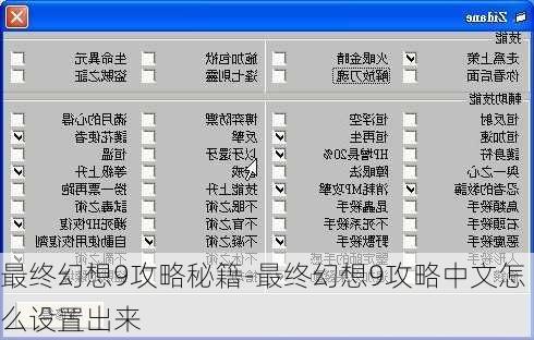 最终幻想9攻略秘籍-最终幻想9攻略中文怎么设置出来