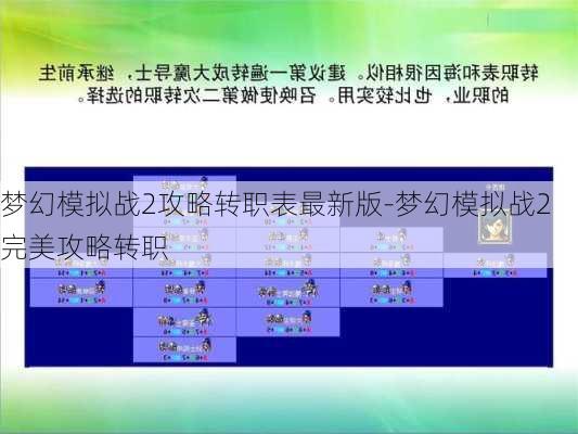 梦幻模拟战2攻略转职表最新版-梦幻模拟战2完美攻略转职