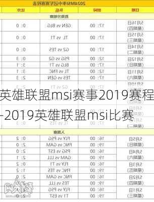 英雄联盟msi赛事2019赛程-2019英雄联盟msi比赛