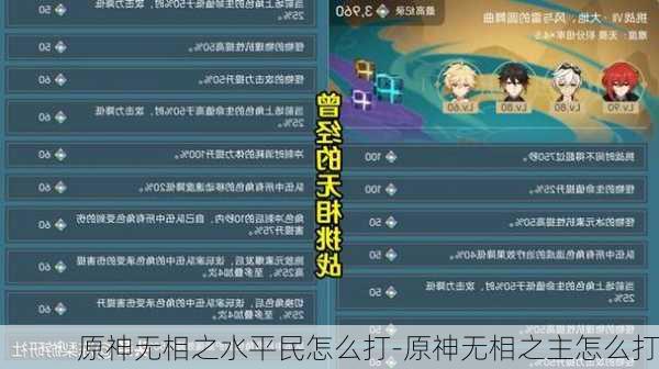 原神无相之水平民怎么打-原神无相之主怎么打