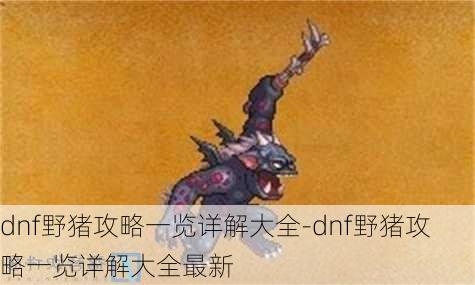 dnf野猪攻略一览详解大全-dnf野猪攻略一览详解大全最新