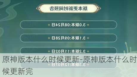 原神版本什么时候更新-原神版本什么时候更新完