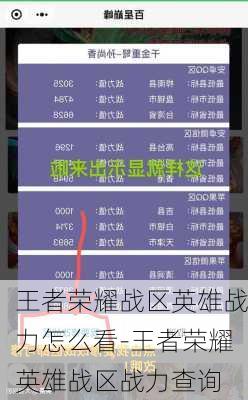 王者荣耀战区英雄战力怎么看-王者荣耀英雄战区战力查询