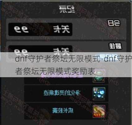 dnf守护者祭坛无限模式-dnf守护者祭坛无限模式奖励表