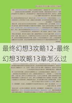 最终幻想3攻略12-最终幻想3攻略13章怎么过