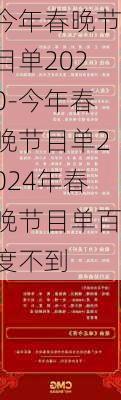 今年春晚节目单2020-今年春晚节目单2024年春晚节目单百度不到